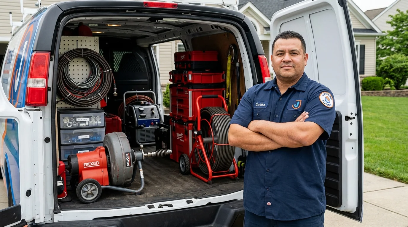 Professional drain cleaning equipment and Johns Plumbing LLC plumber in Clearlake