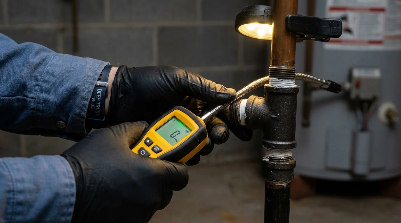 Gas leak detection with electronic sniffer by Johns Plumbing LLC in Clearlake