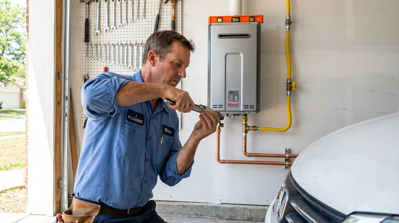 Tankless water heater installation by a Johns Plumbing LLC plumber in Clearlake