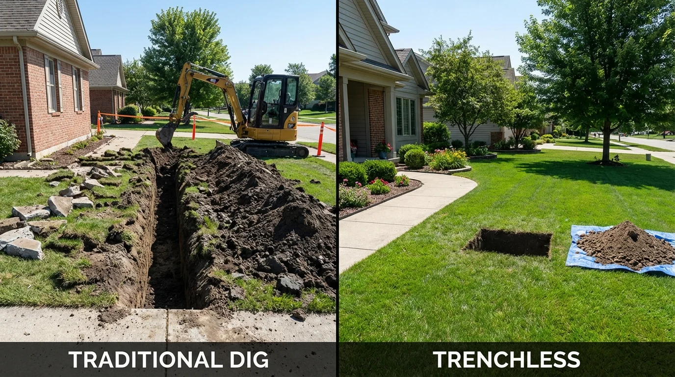 Trenchless sewer repair with minimal yard damage versus traditional excavation in Clearlake, CA